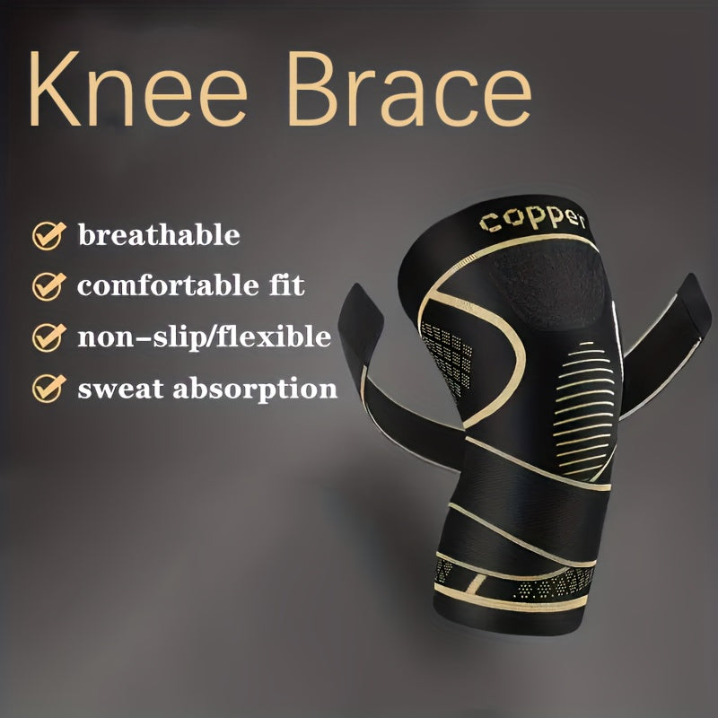 1pc copper knee brace strap black compression sleeve