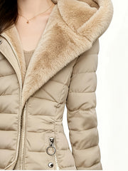 winter new   length fleece lined warm loose womens hooded