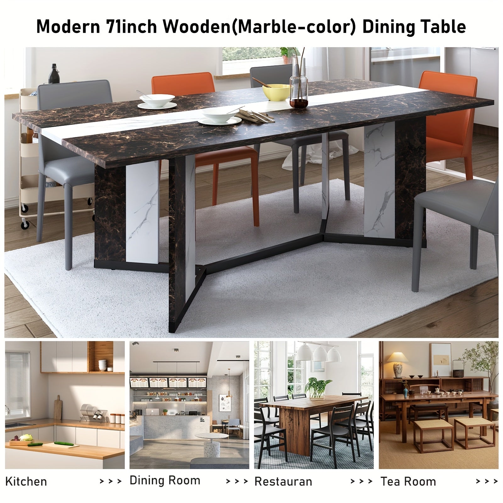 71 rectangle modern dining table office   room