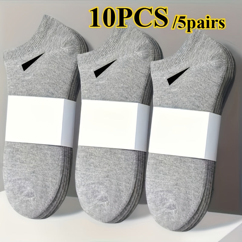 10pcs 5 pairs womens casual solid color socks breathable
