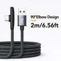 90 degree right angle usb type c braided fast charging cable