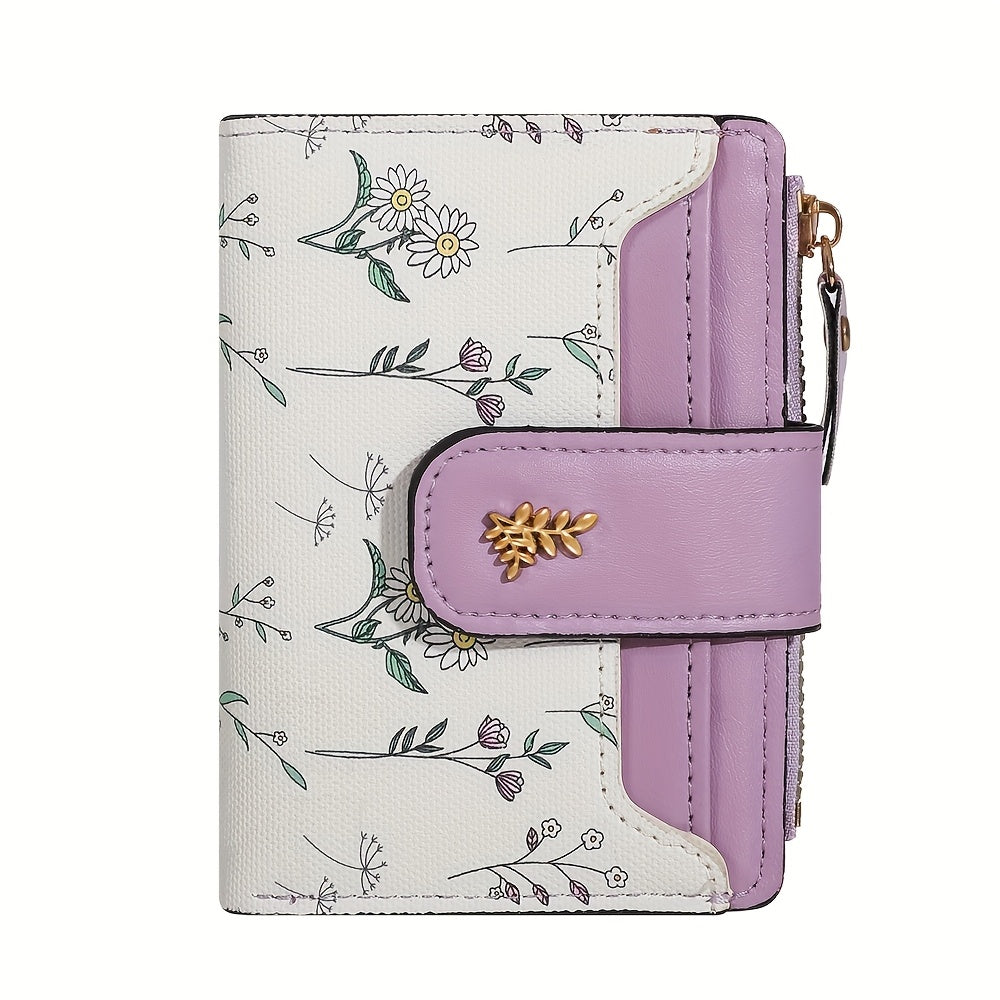 floral print hardware button bifold wallet temu