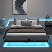 full queen king size floating bed frame smart led lights