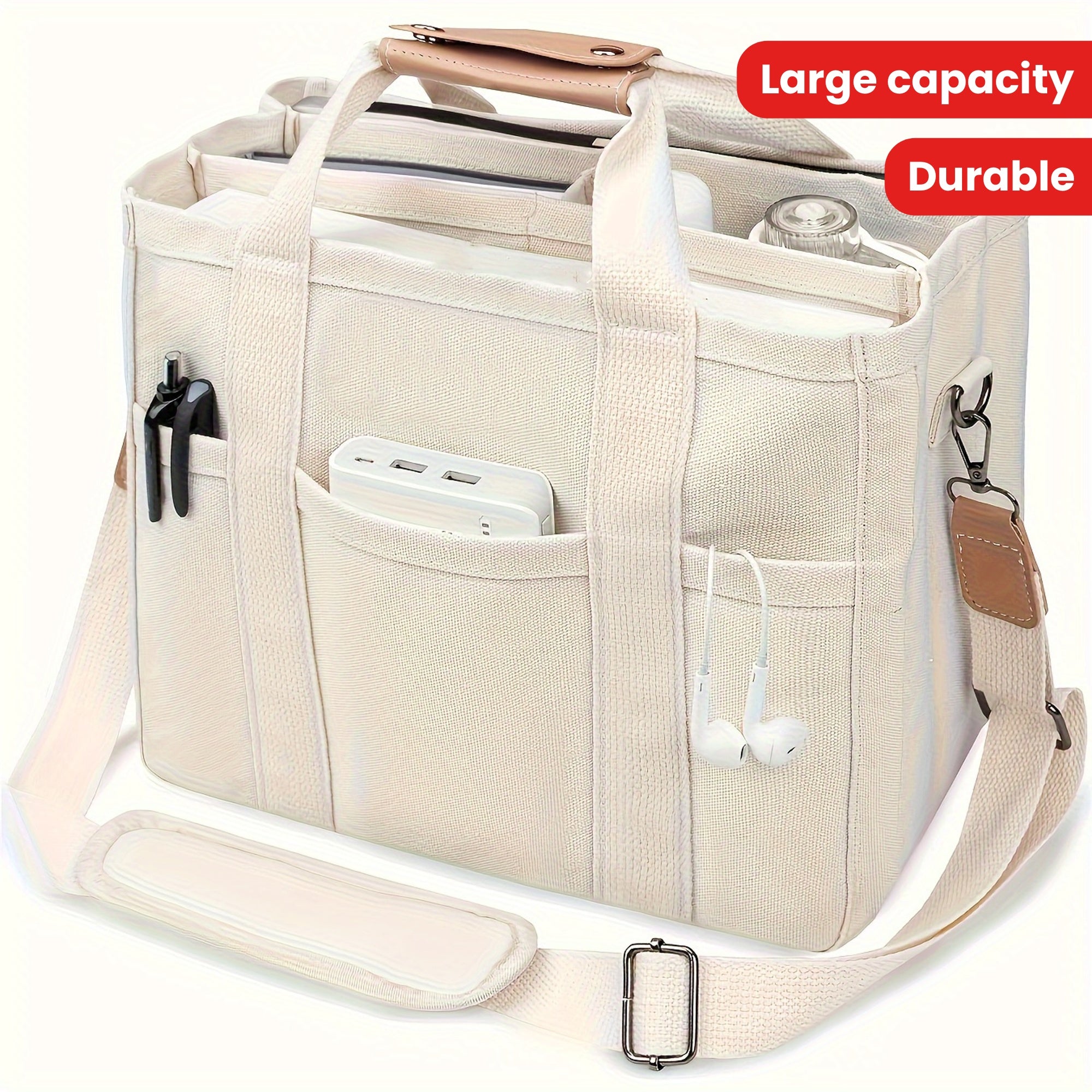 large capacity multi pocket shoulder bag compartments