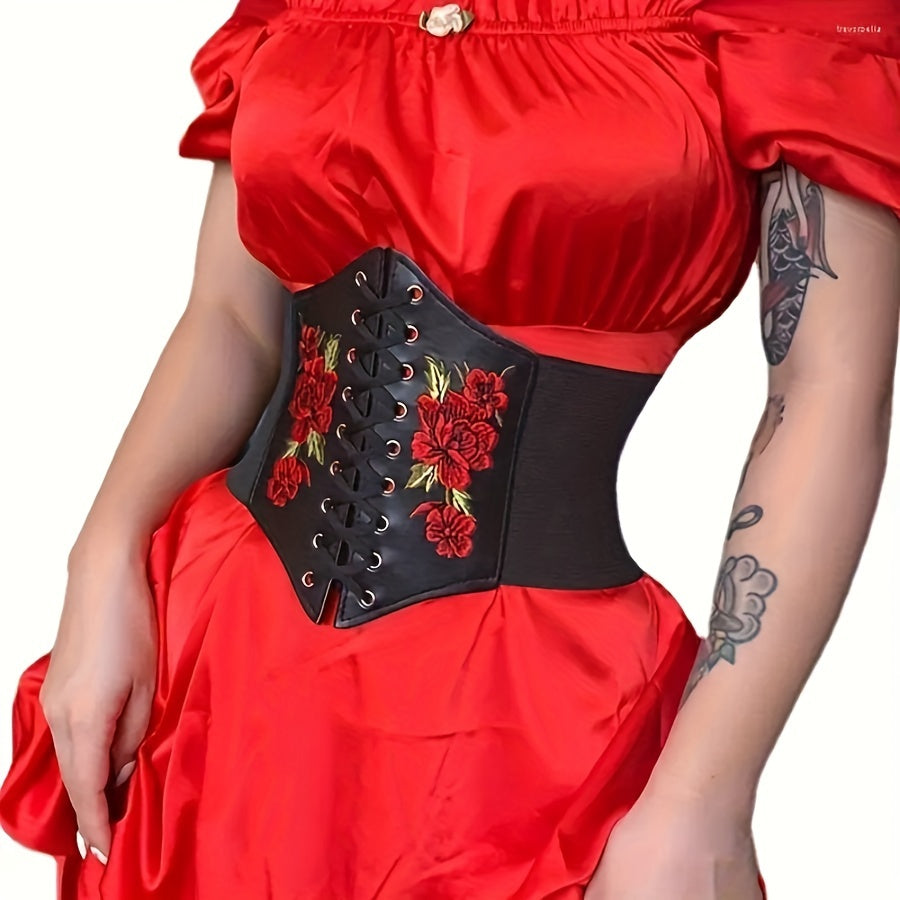 ladies floral cinch belt   elastic waist belt