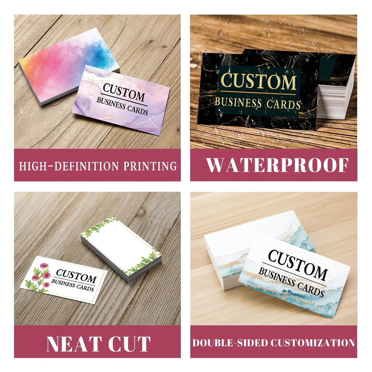 customizable double sided printed business cards simple