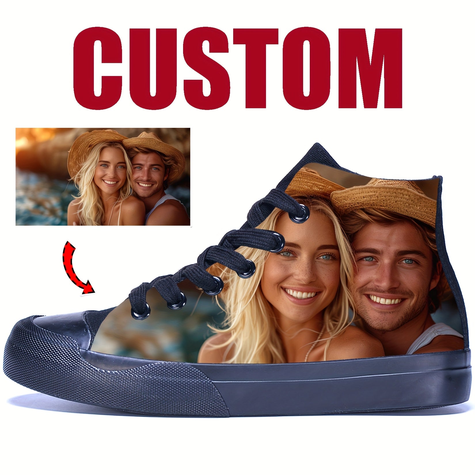 mens custom high top canvas sneakers a full print design