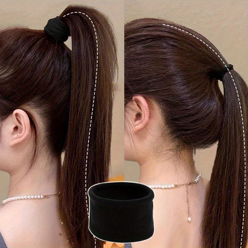 12pcs high elastic   seamless black basic hair tie