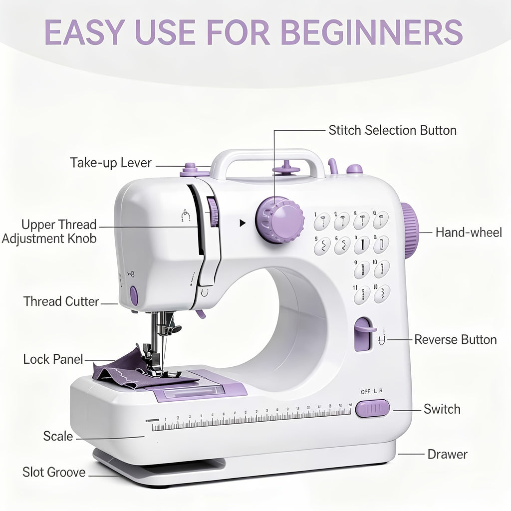 portable sewing machine beginners 12 stitches led light