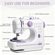 portable sewing machine beginners 12 stitches led light