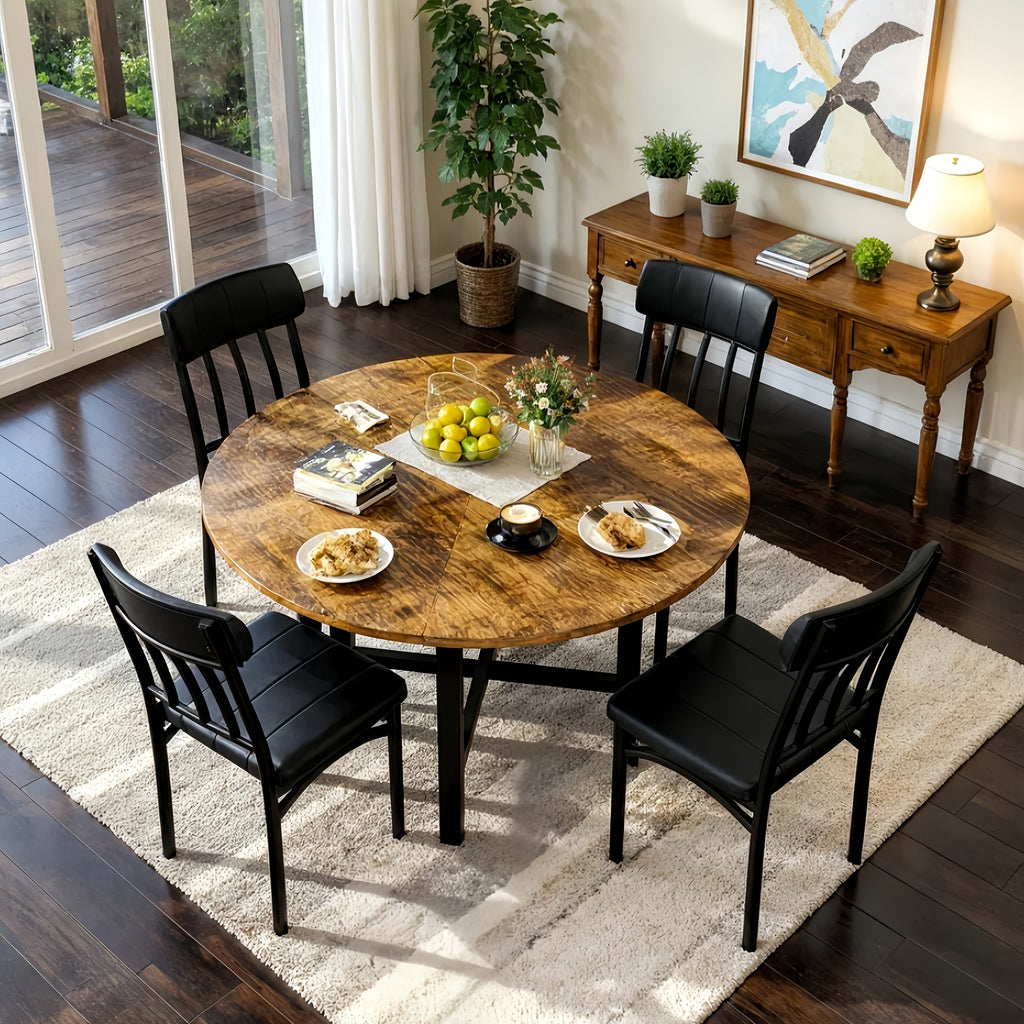 5pcs kitchen table chairs set dining table set 4 rounded