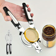 jar opener bottle opener black plastic handle ergonomic lid