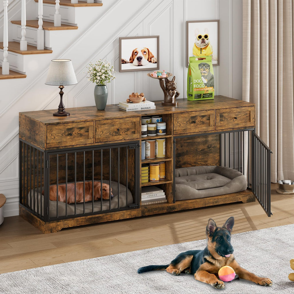 large heavy duty dual crate dog kennel furniture suitable 2
