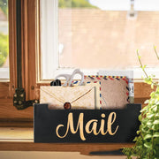 wooden mail holder storage organizer box rustic brown wood