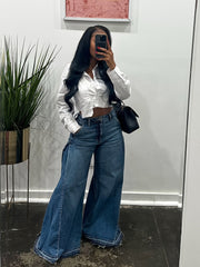 womens wide leg jeans high waisted flared denim pants baggy