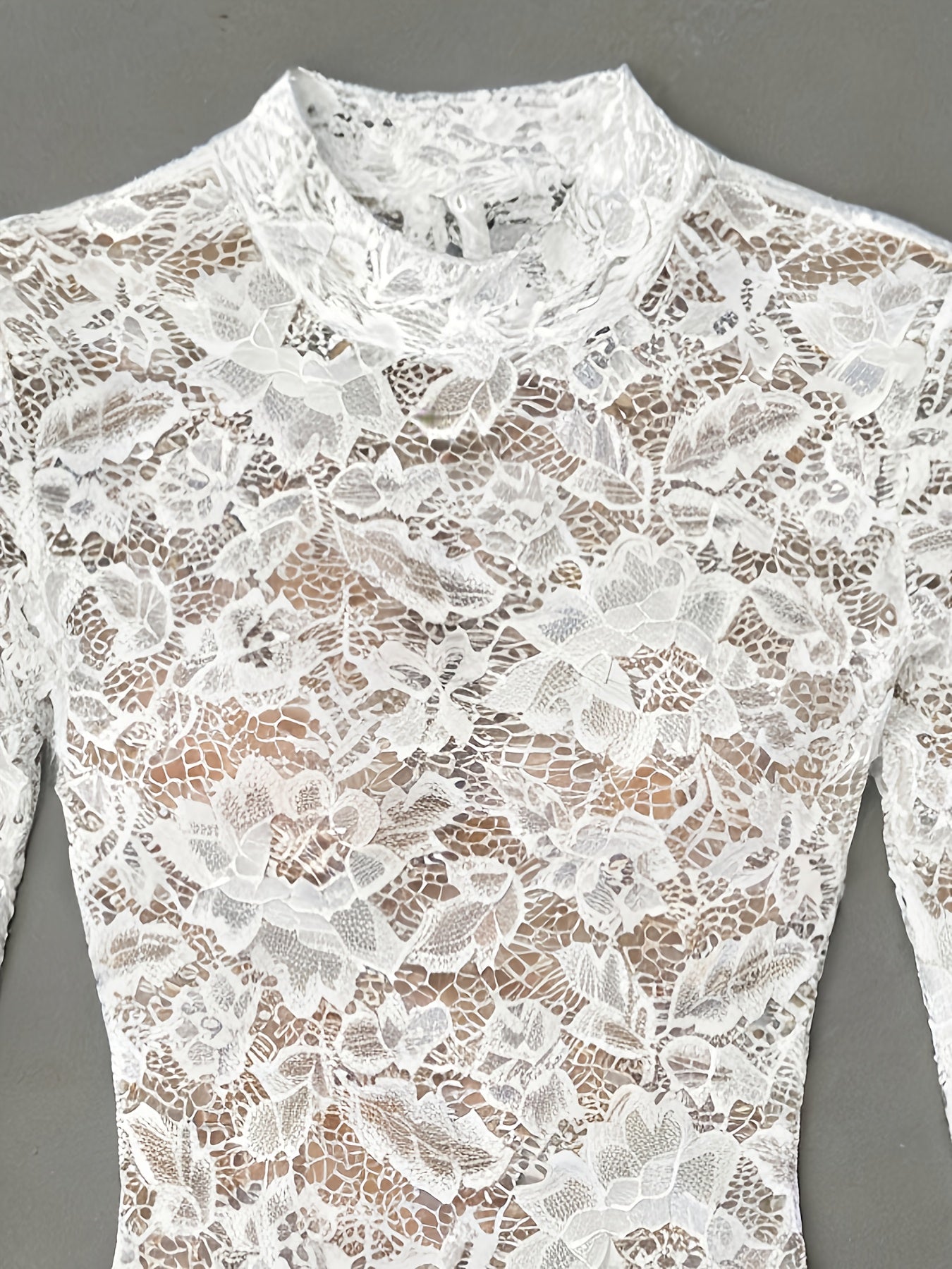 womens   long sleeve lace bodysuit high neck long sleeve