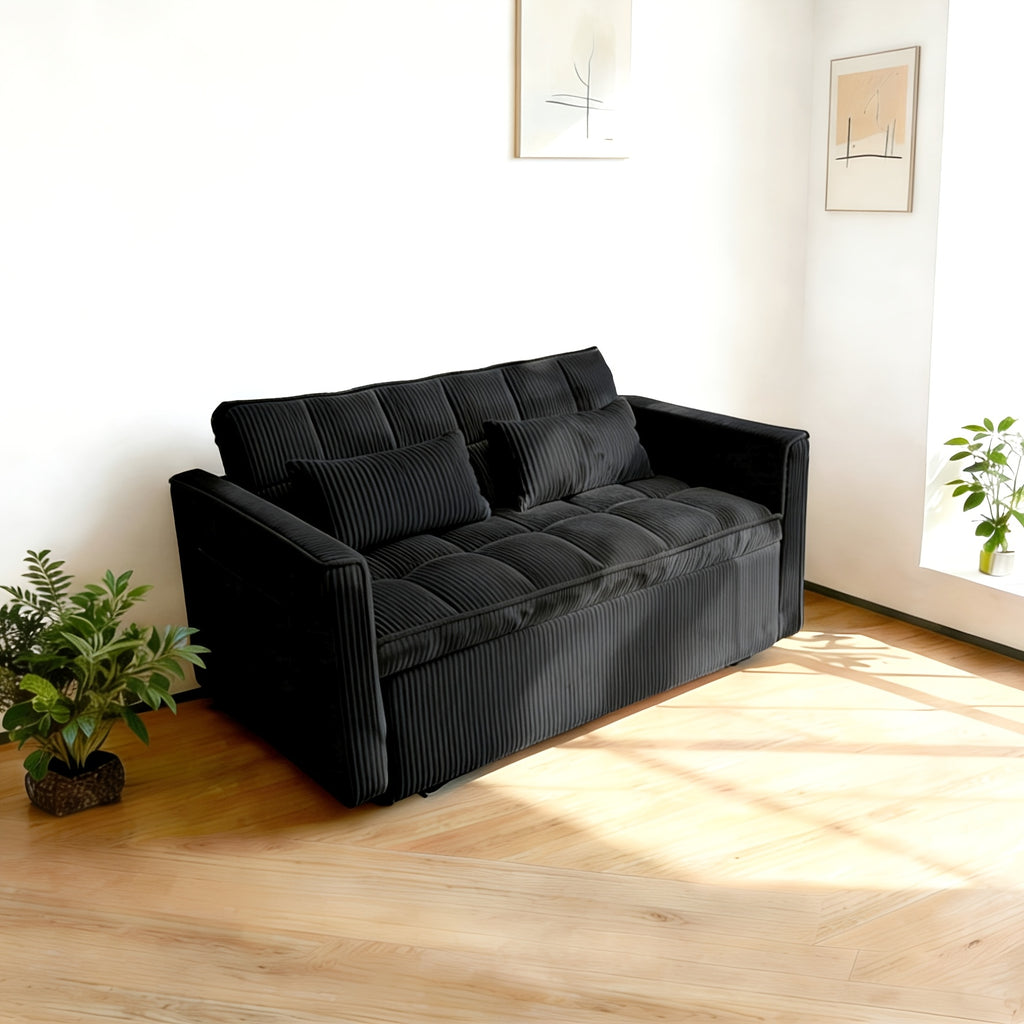 3 in 1 convertible sofa bed 54 inch striped velvet pull sofa