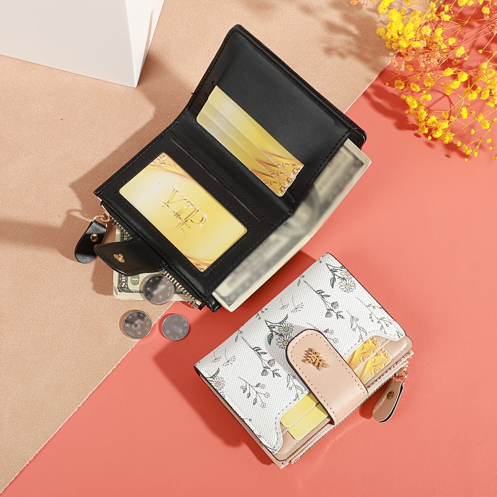 floral print hardware button bifold wallet temu