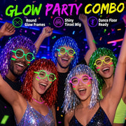 random 16  in dark party glasses neon green purple