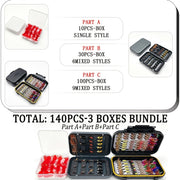 fly fishing flies kit 3 boxes bundle total 140pcs flies dry