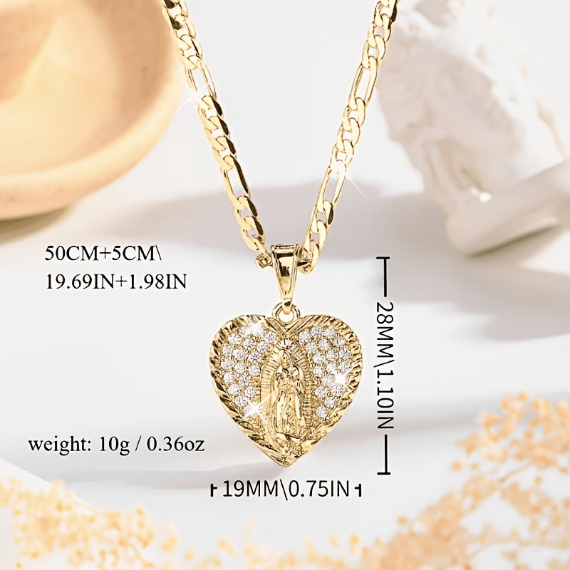 fashionable luxurious heart shaped lady guadalupe pendant