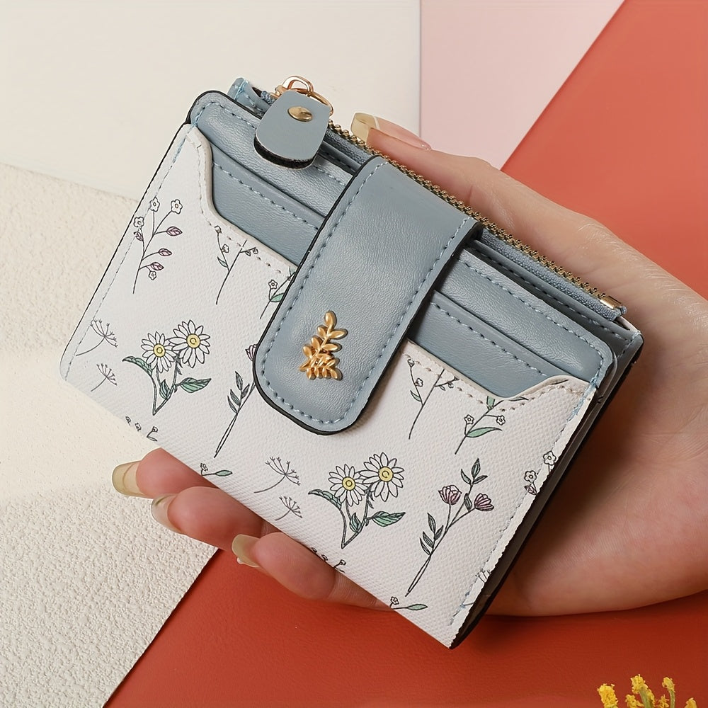 floral print hardware button bifold wallet temu