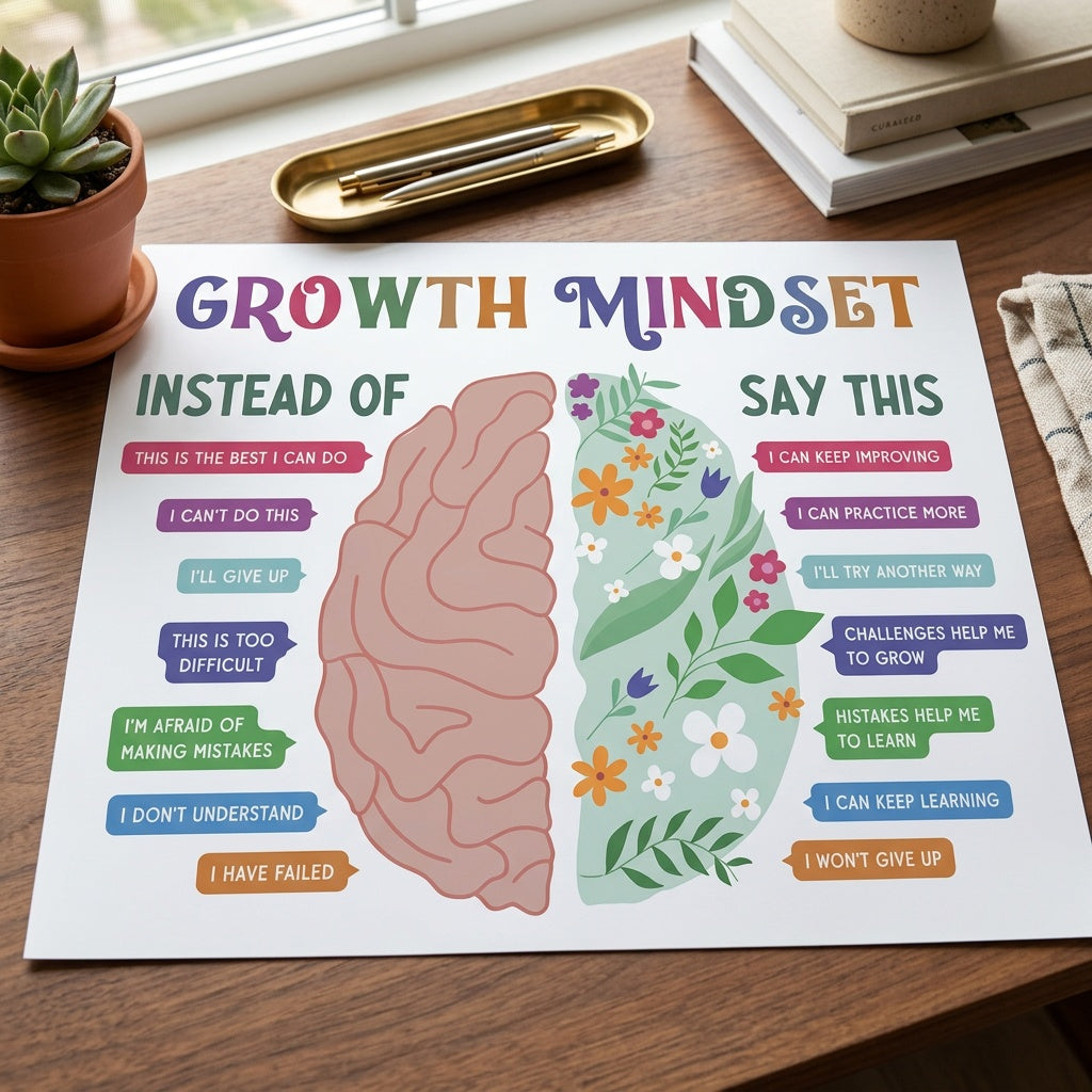 growth mindset inspirational quote poster 8x10 unframed