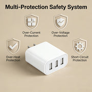 smart charging 3 usb wall adapter 3 in 1 us plug