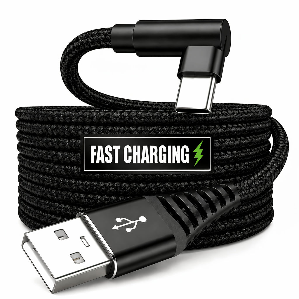 usb right angle type c data cable supports fast charging
