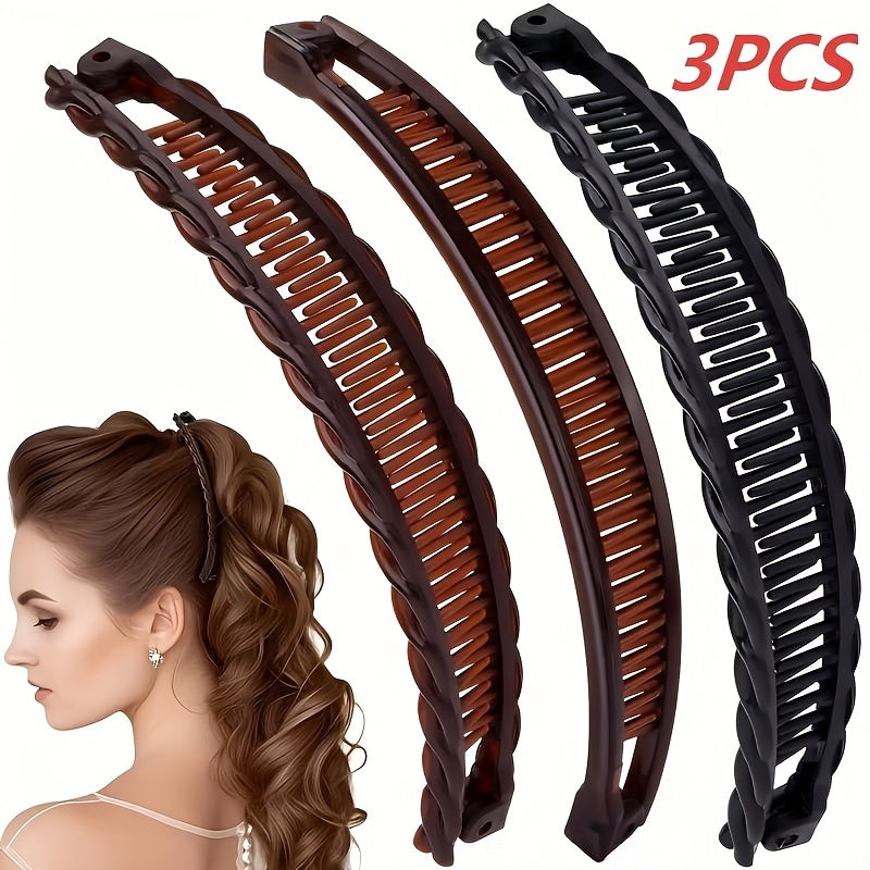 3pcs set womens large banana hair clips retro non slip