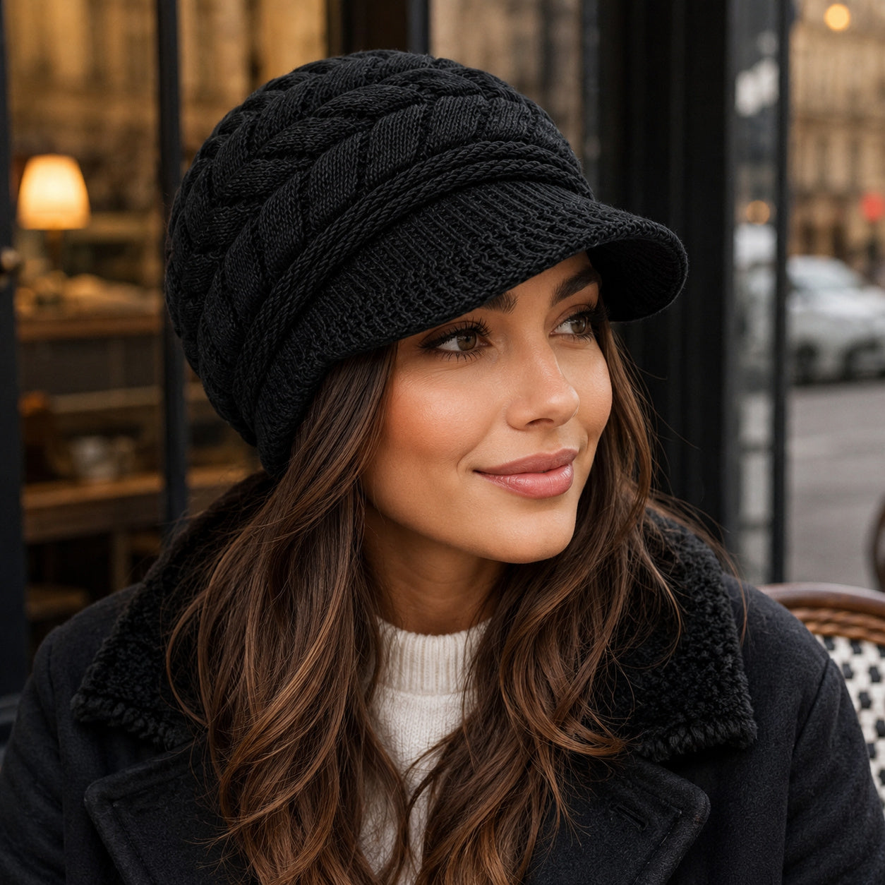 womens brim scarf beanie autumn winter casual warm beret