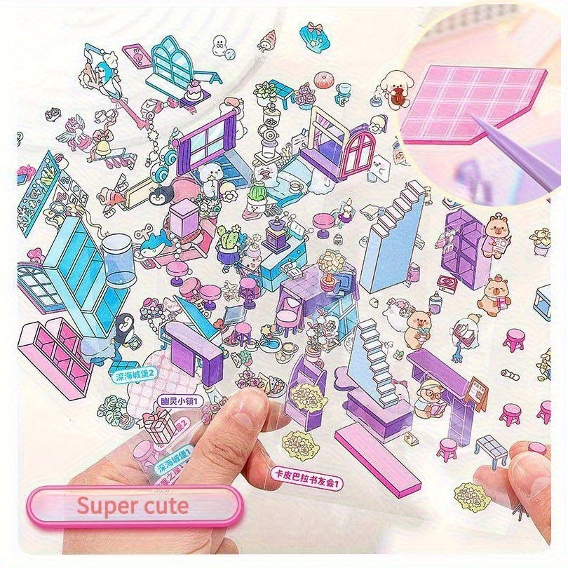 page soft colored cute character sticker book stackable