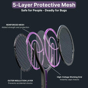 new arrival retractable extended electric fly swatter racket