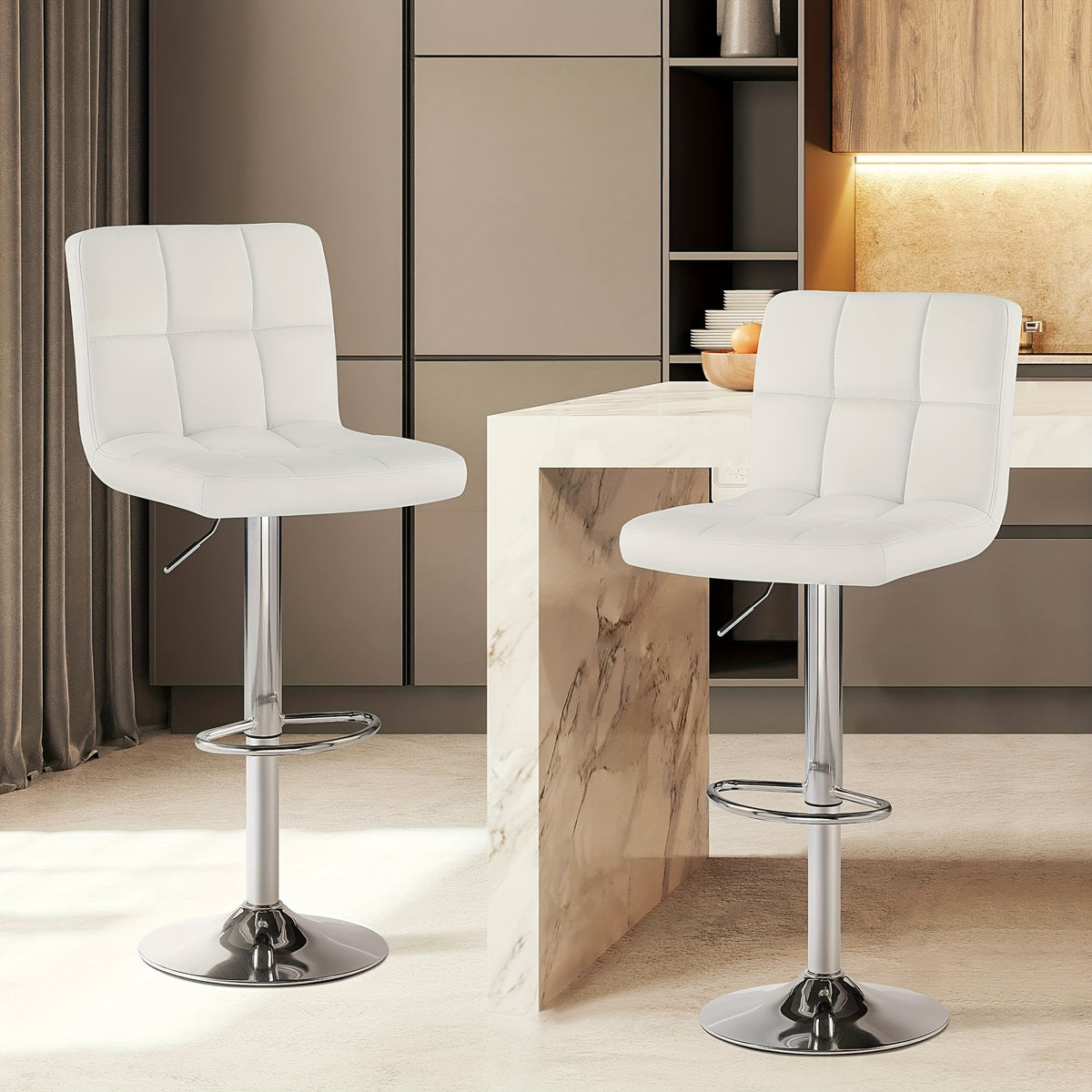 adjustable armless swivel bar stools set hydraulic pu
