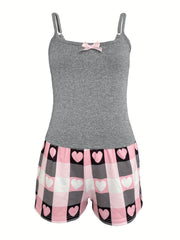 womens casual two piece set strapless top bow detail print