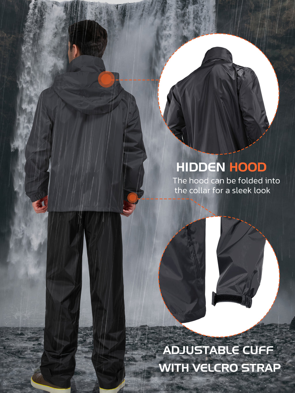 waterproof raincoat set mens windproof jacket pants