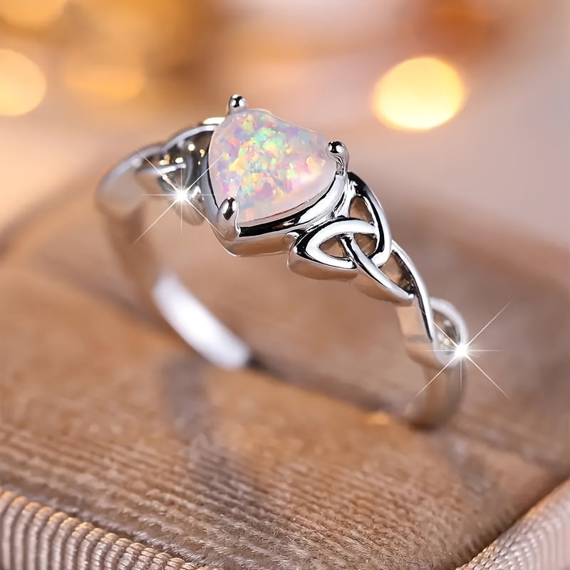 coquettish style promise ring simulated acrylic heart celtic
