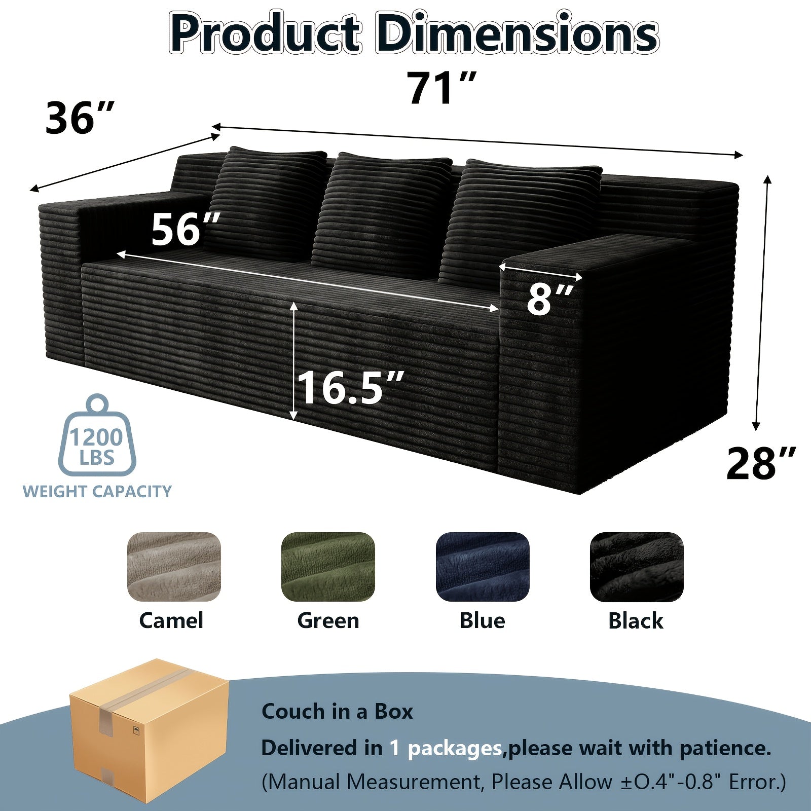 71 inch modern   no wooden frame living room sofa