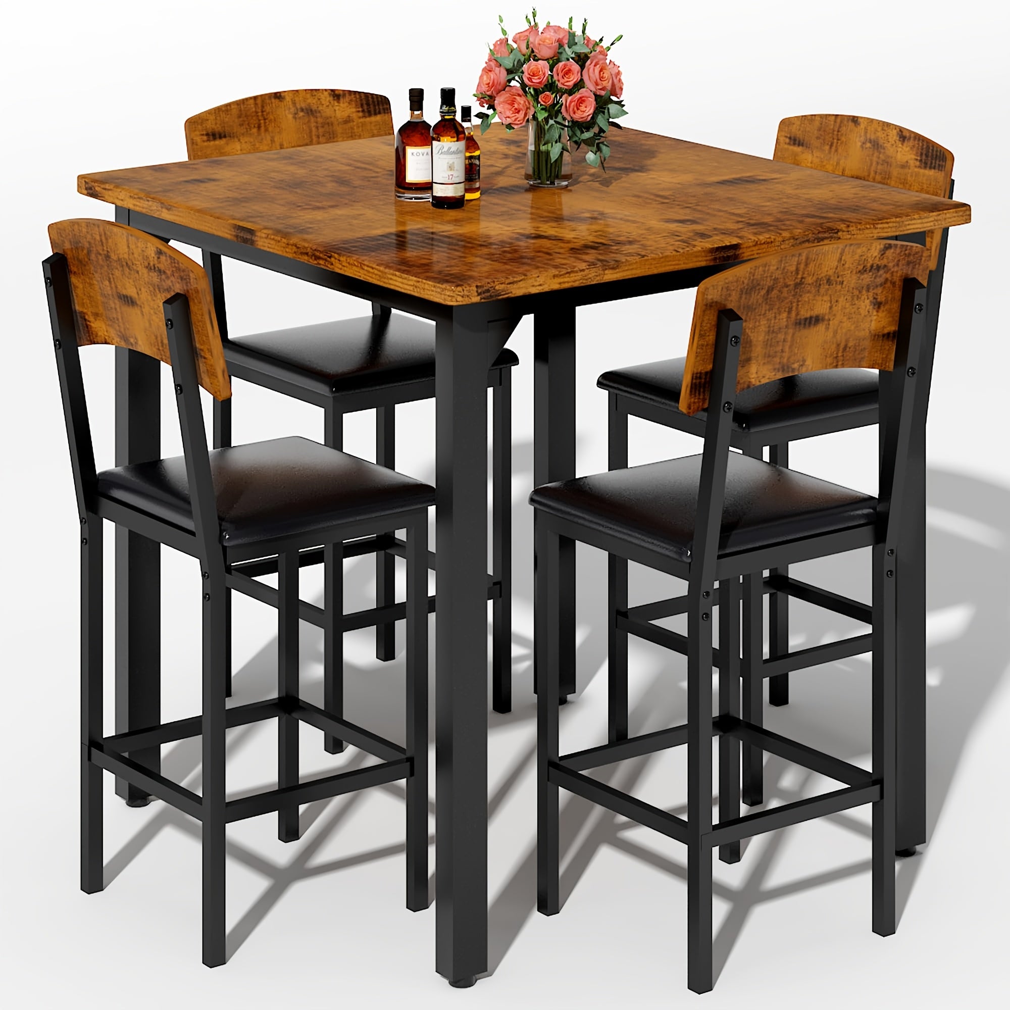 5pcs dining table chair set 1 counter height table 4