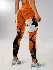 halloween themed high waist yoga leggings women flame
