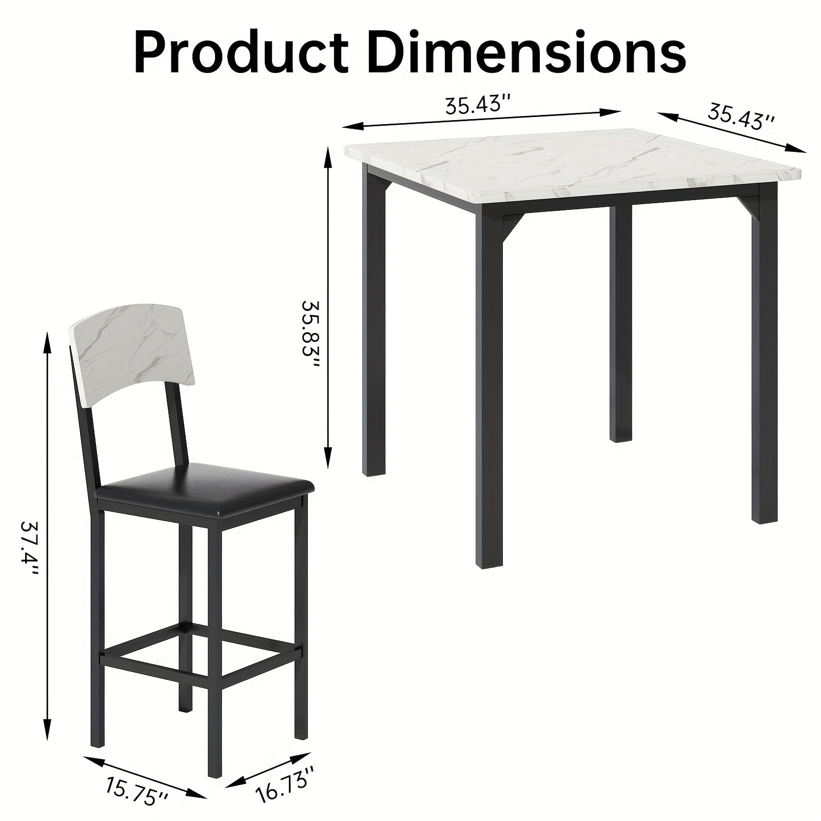 5pcs dining table chair set 1 counter height table 4