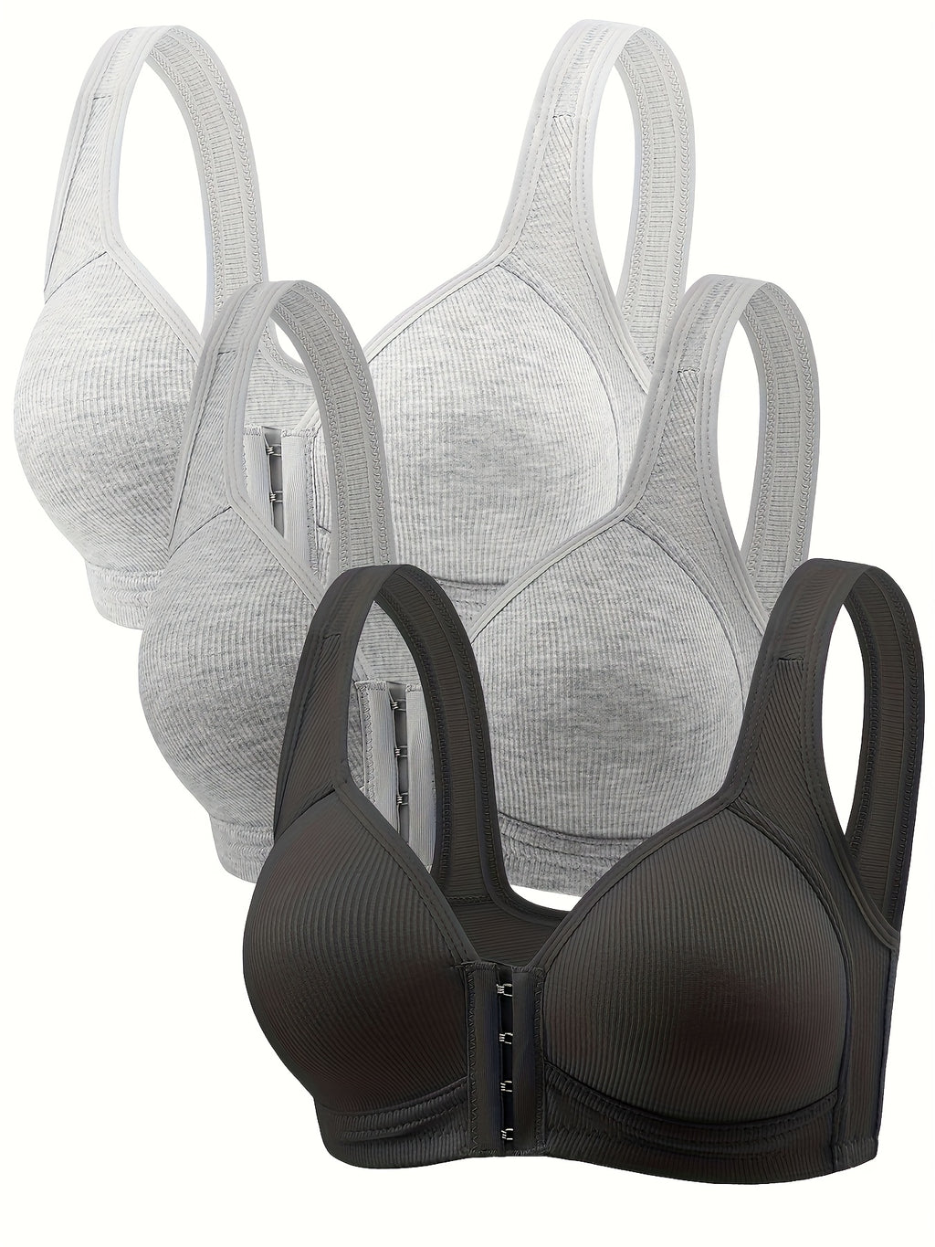 3 pack a womens bra without underwire front closure design