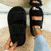 womens plush half toe slippers suitable soft warm indoor non