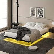 full queen king size floating bed frame smart led lights