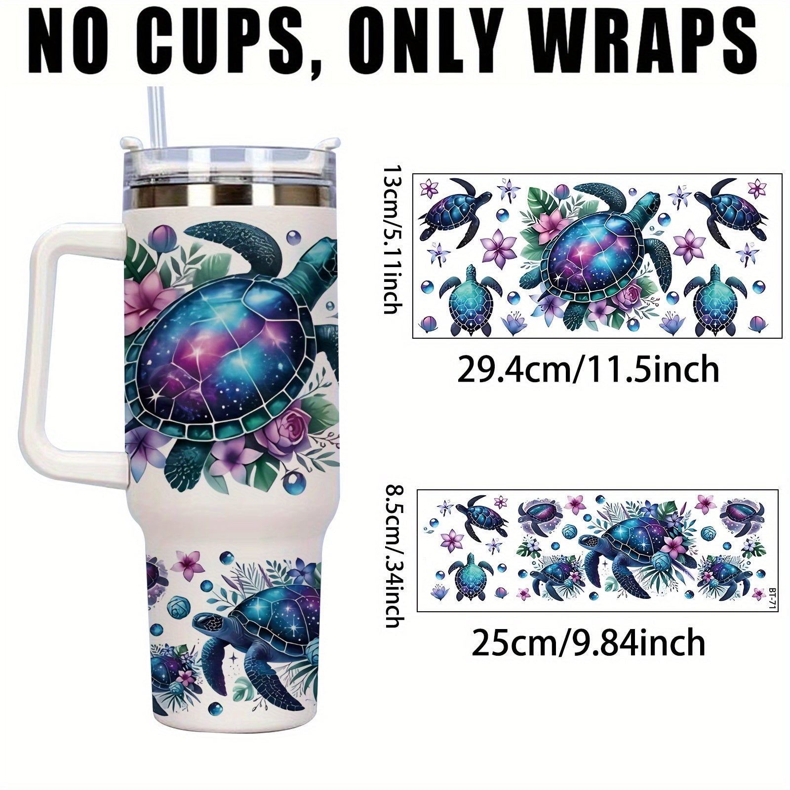 set 2 creative sea turtle pattern detachable cup stickers