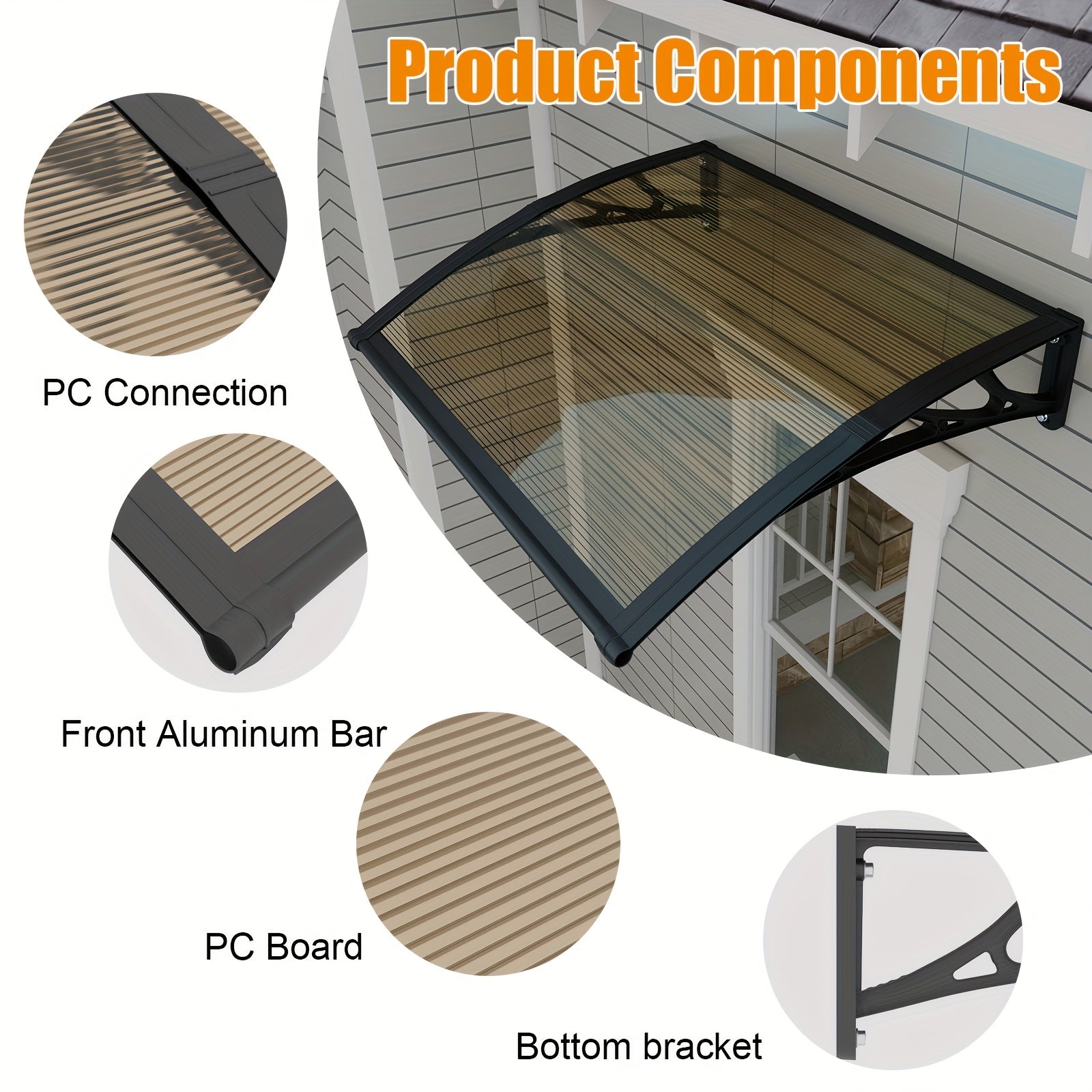uv resistant weather polycarbonate patio awning abs frame