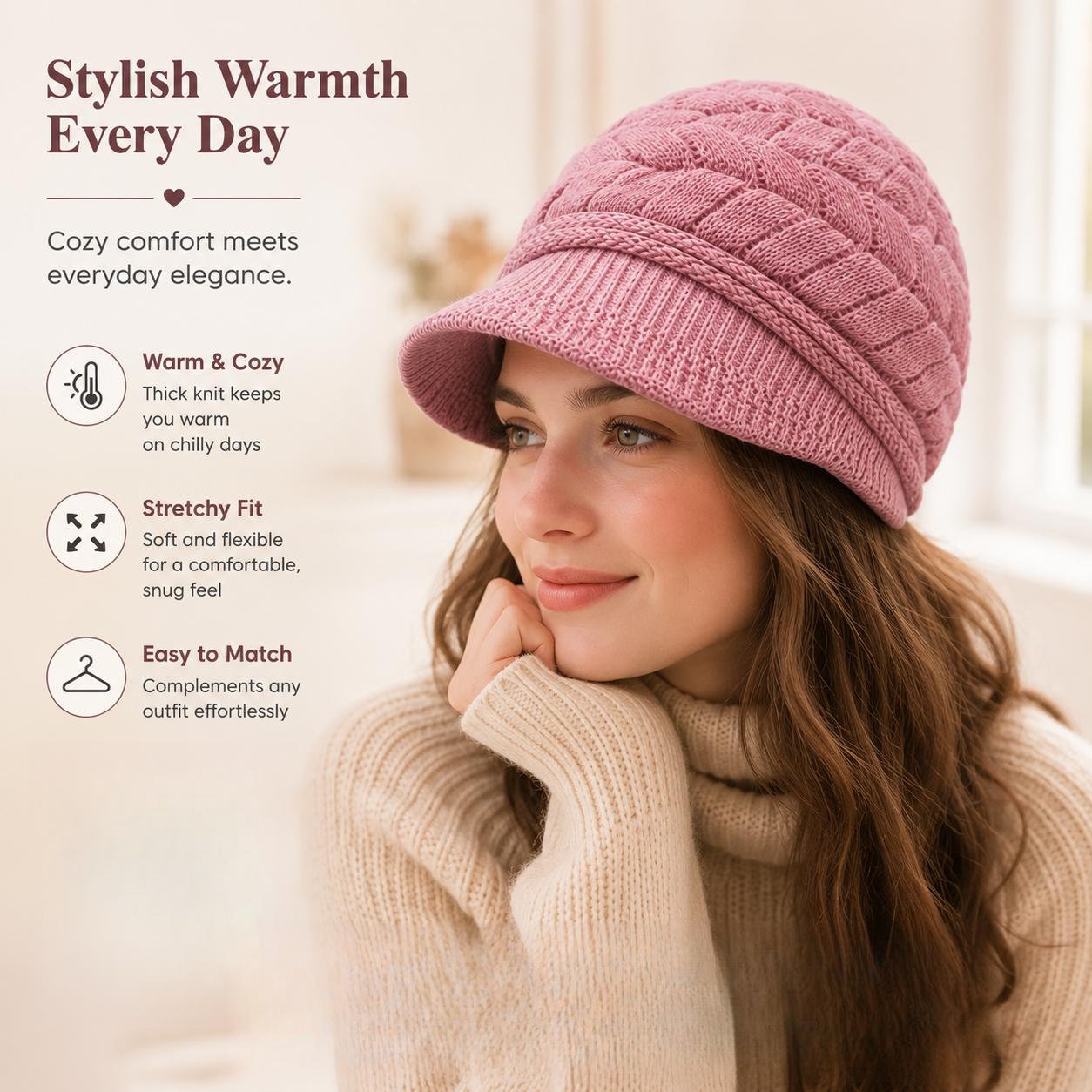 womens brim scarf beanie autumn winter casual warm beret