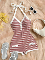 vintage red white striped contrast