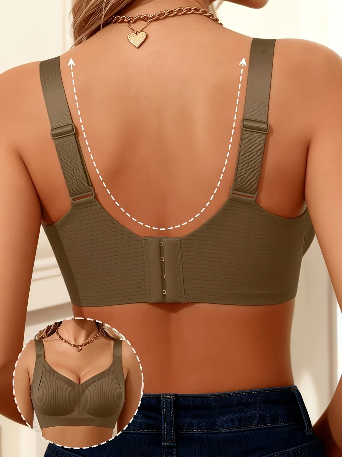 1pc womens vertical ribbed seamless bra adjustable