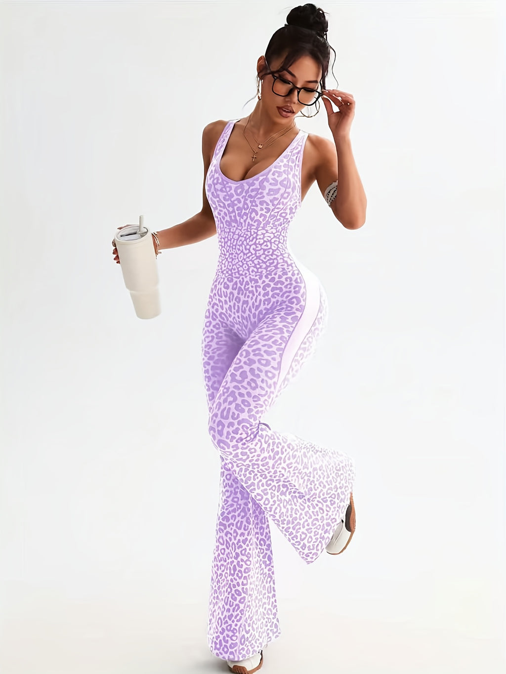 1pc seamless strappy tummy control   lifting leopard